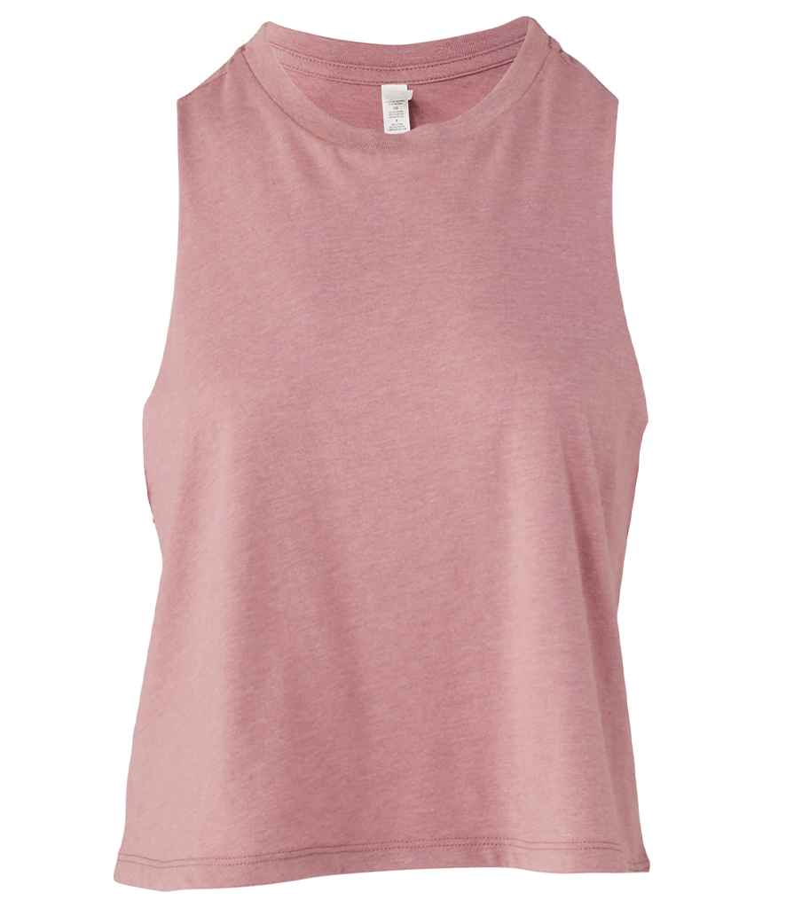 Bella Ladies Racer Back Cropped Tank Top Heather Orchid