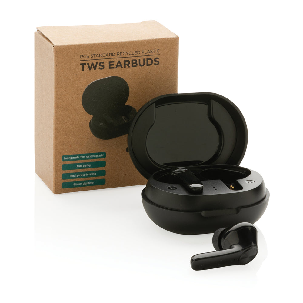 Branded RCS standard recycled plastic TWS earbuds