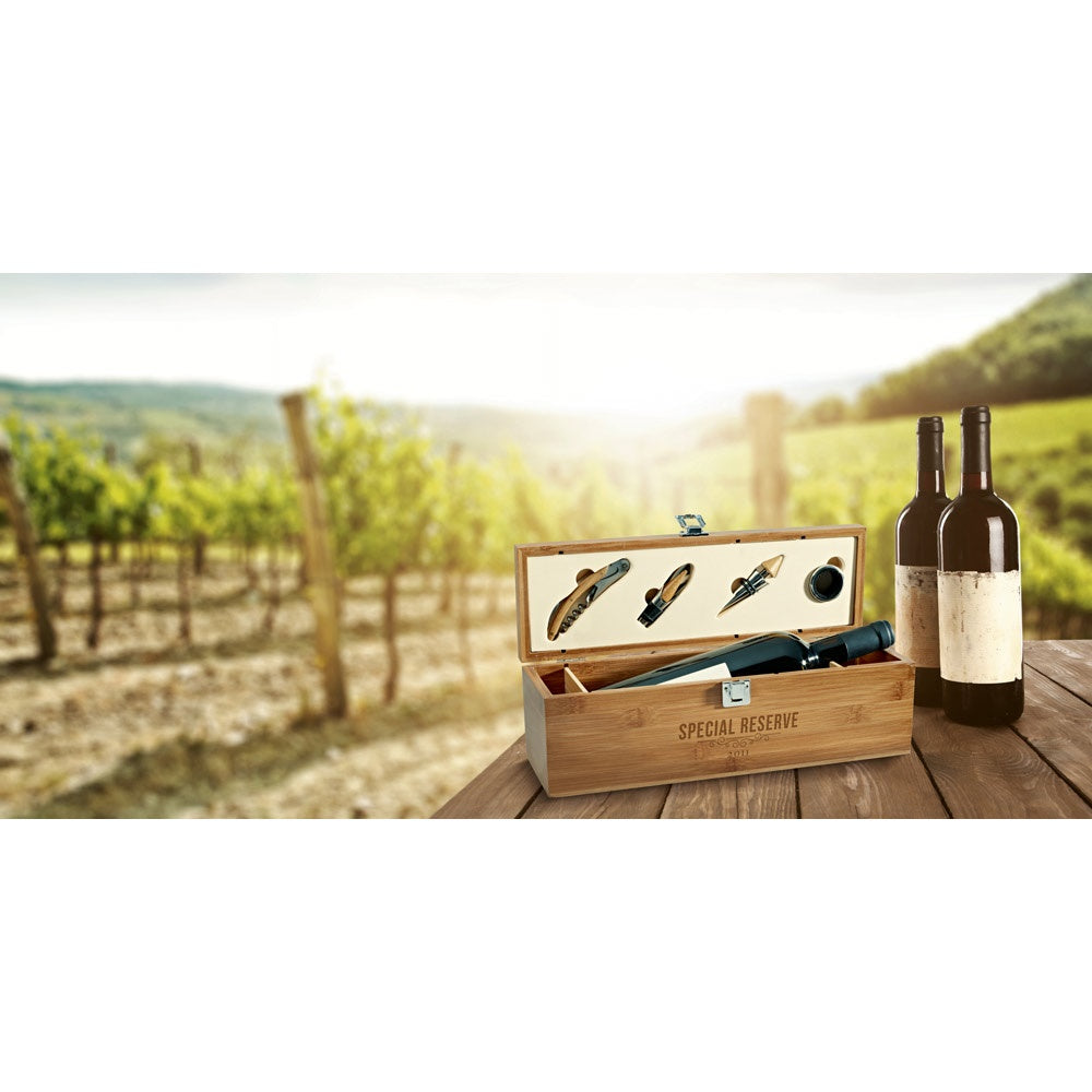 SYRAH. Bamboo and zinc wine set