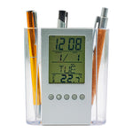 Branded Anton Pen holder with clock