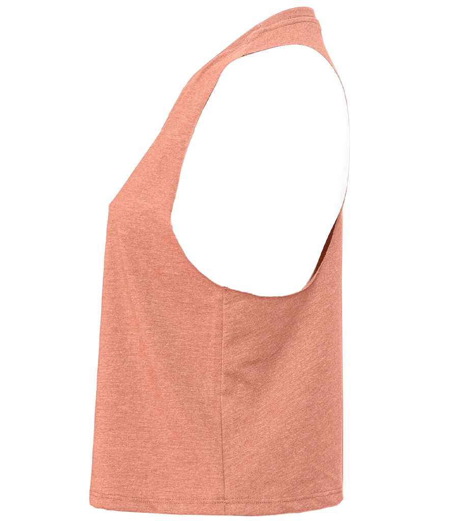 Bella Ladies Racer Back Cropped Tank Top Heather Sunset