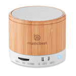 Branded Round Bamboo wireless speaker
