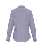 Premier Ladies Long Sleeve Striped Oxford Shirt White/Navy