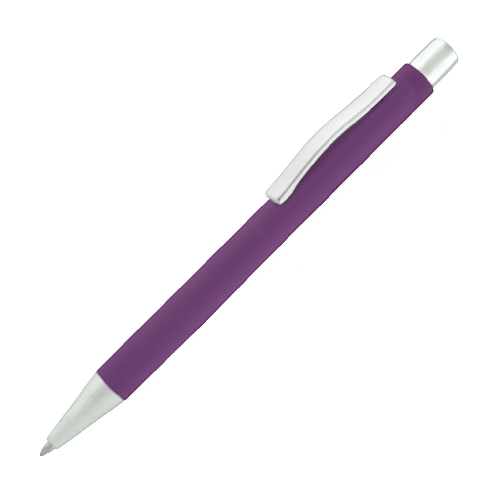 Branded TRAVIS SOFT FEEL ball pen with chrome trim