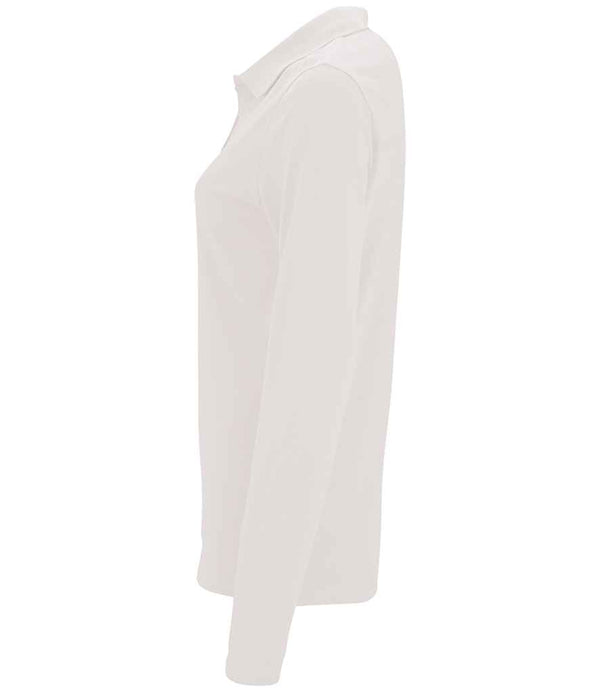 SOL'S Ladies Perfect Long Sleeve Piqué Polo Shirt White