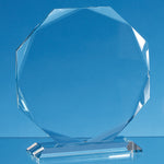 Branded 19cm x 19cm x 15mm Clear Glass Facetted Octagon Award