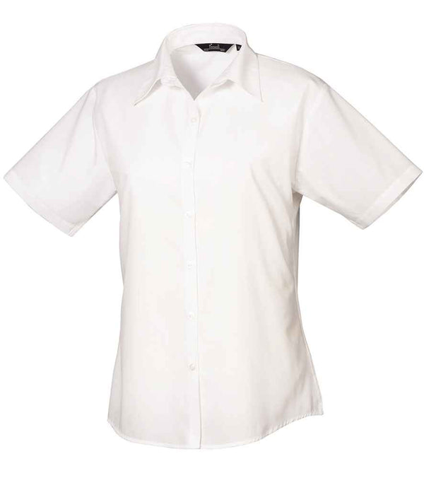 Premier Ladies Short Sleeve Poplin Blouse White