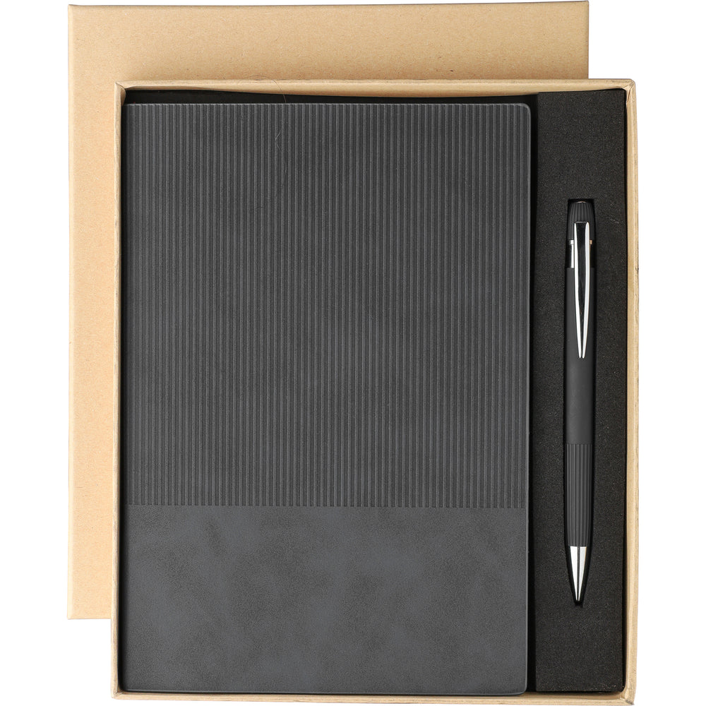 The Tarek - Recycled PU notebook with ballpen gift set (approx. A5)