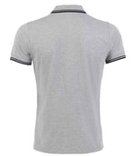 SOL'S Pasadena Tipped Cotton Piqué Polo Shirt Heather Grey/Navy