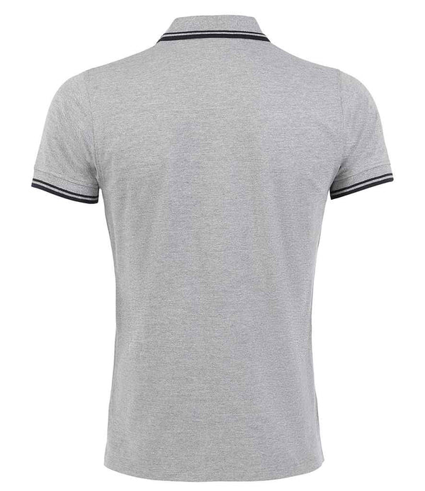 SOL'S Pasadena Tipped Cotton Piqué Polo Shirt Heather Grey/Navy