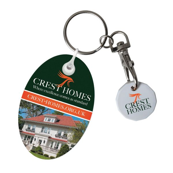 Trolley Coin & Fob Keyring Both Printed in Full Colour