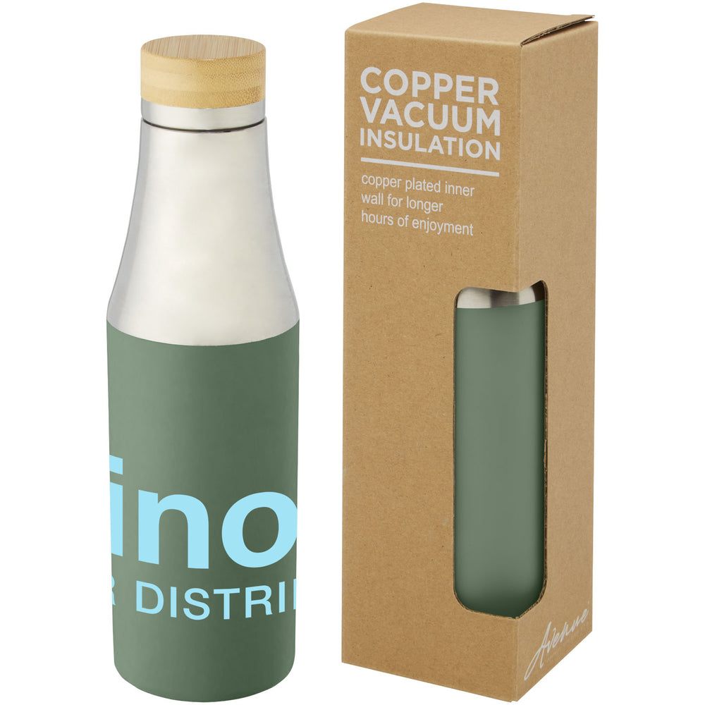 Branded Hulan 540 ml copper vacuum insulated stainless steel bottle with bamboo lid