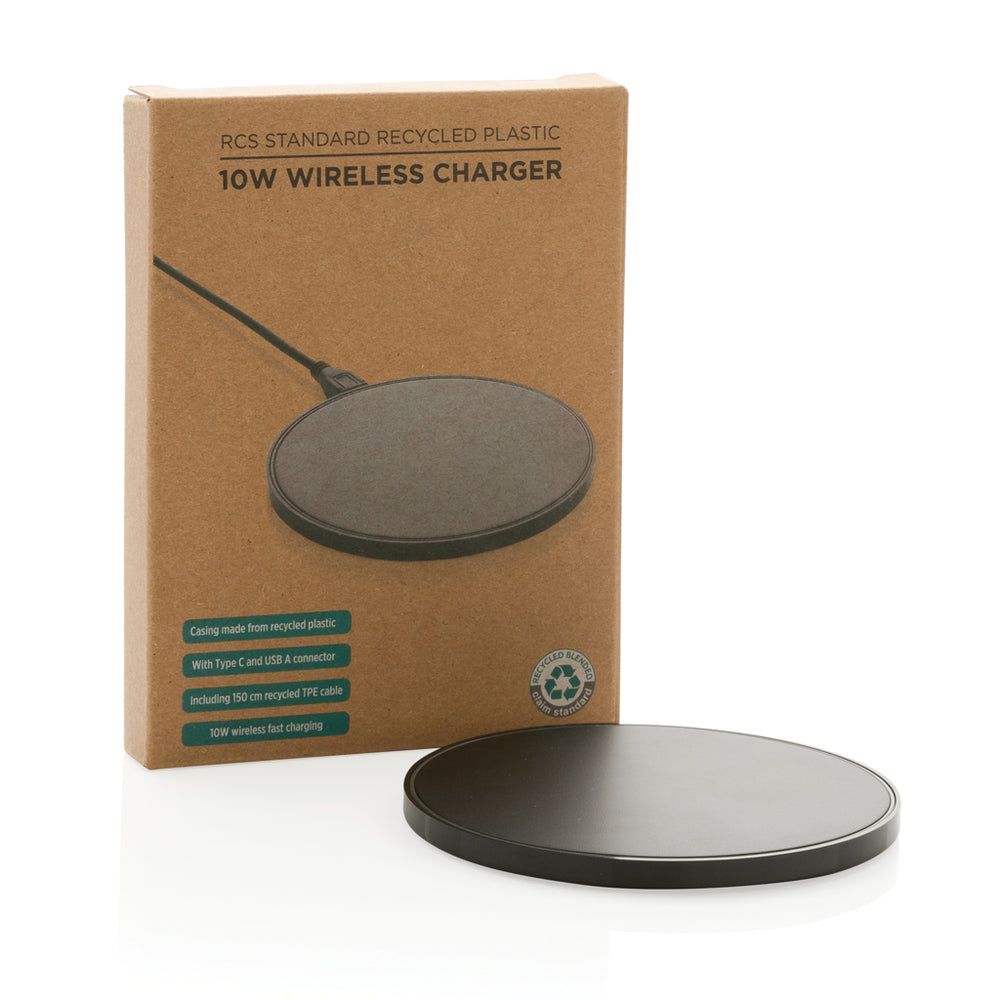 Branded RCS standard recycled plastic 10W wireless charger