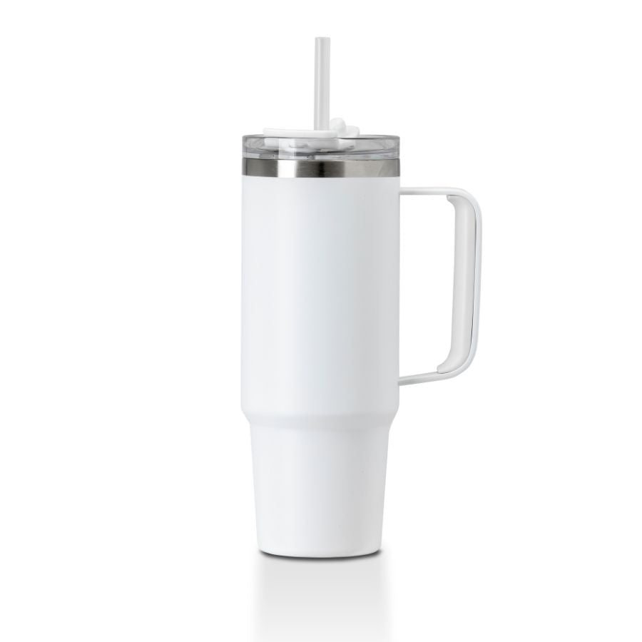 Grande 880ml recycled insulated cup with straw