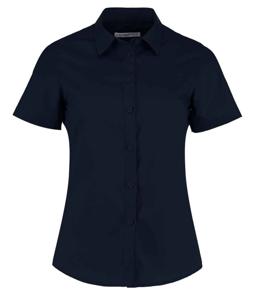 Kustom Kit Ladies Short Sleeve Tailored Poplin Shirt Dark Navy