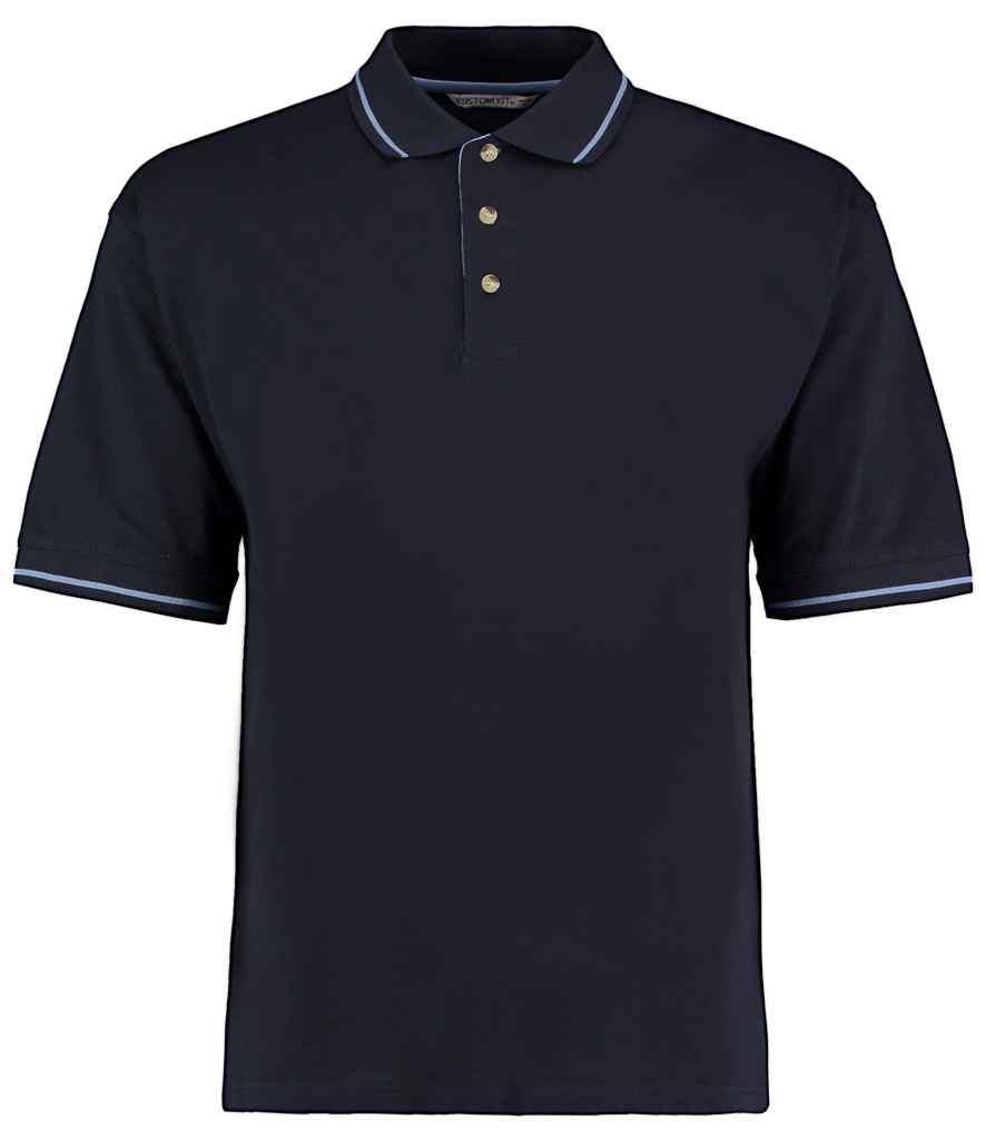 Kustom Kit St Mellion Tipped Cotton Piqué Polo Shirt Navy/Light Blue
