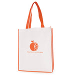 White non woven PP shopper with coloured piping trim and handles
