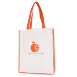 White non woven PP shopper with coloured piping trim and handles