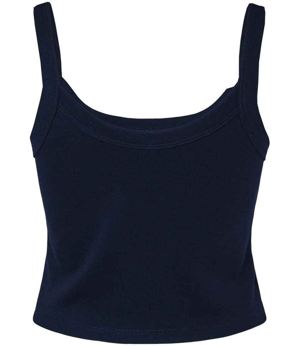 Bella Ladies Micro Rib Spaghetti Strap Tank Top Solid Navy Blend