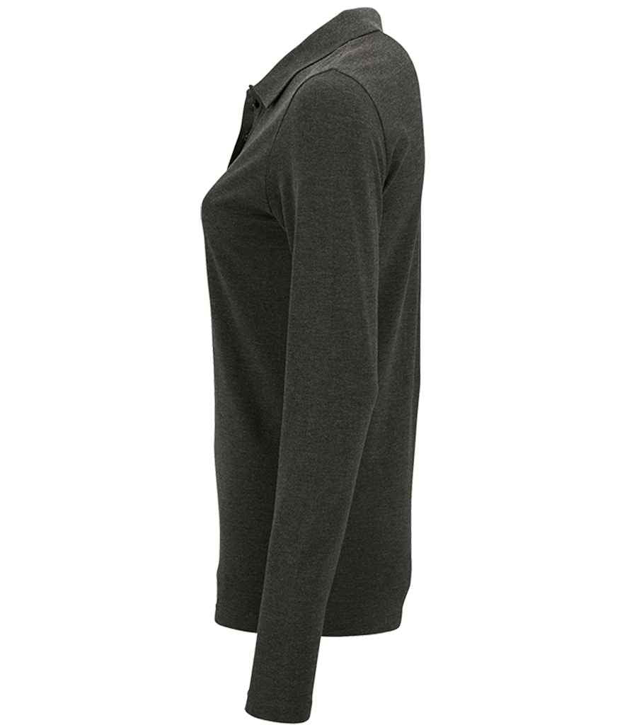 SOL'S Ladies Perfect Long Sleeve Piqué Polo Shirt Charcoal Marl