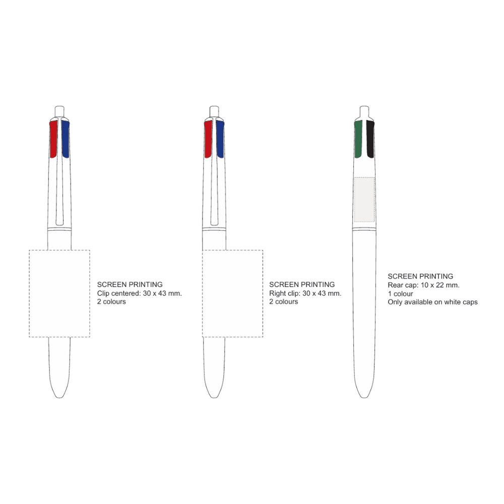 BIC® 4 Colours Wood Style Ballpen White/Black
