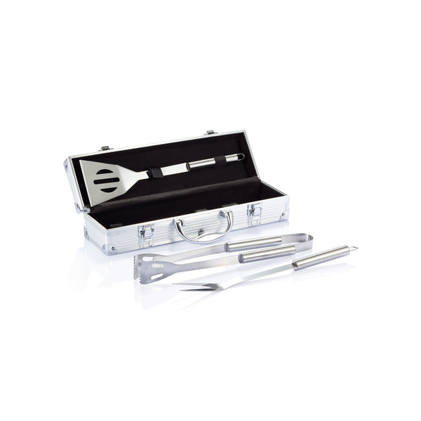 Branded 3 pcs barbecue set in aluminium box