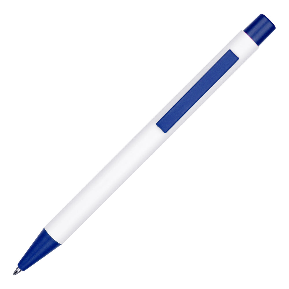 Branded TRAVIS COLOUR Ball Pen in White with trim