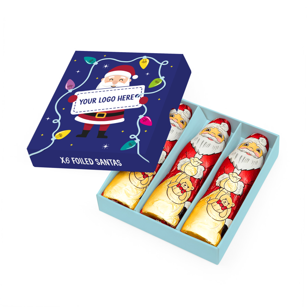 Branded Box of Mini Foiled Santas