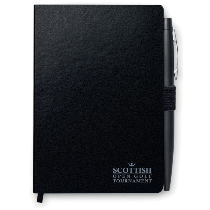 Branded A5 notebook with pen 72 lined