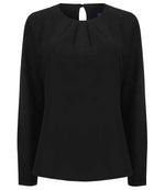 Branded Henbury Ladies Pleat Front Long Sleeve Blouse