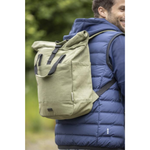 Branded Joey 15” GRS recycled canvas rolltop laptop backpack 15L