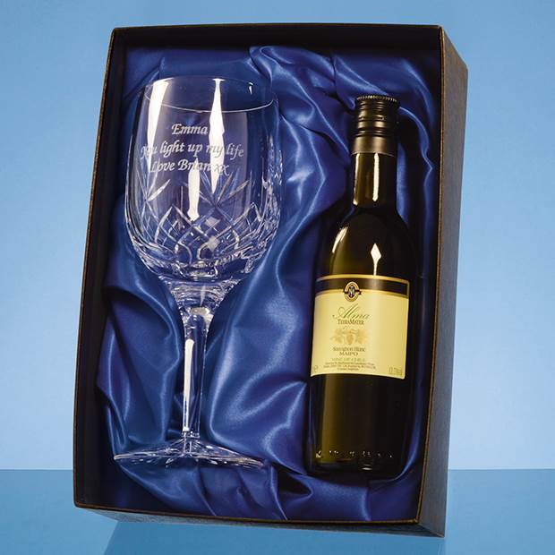 Branded Single Goblet Gift Set with a 18.7cl Bottle of White Wine