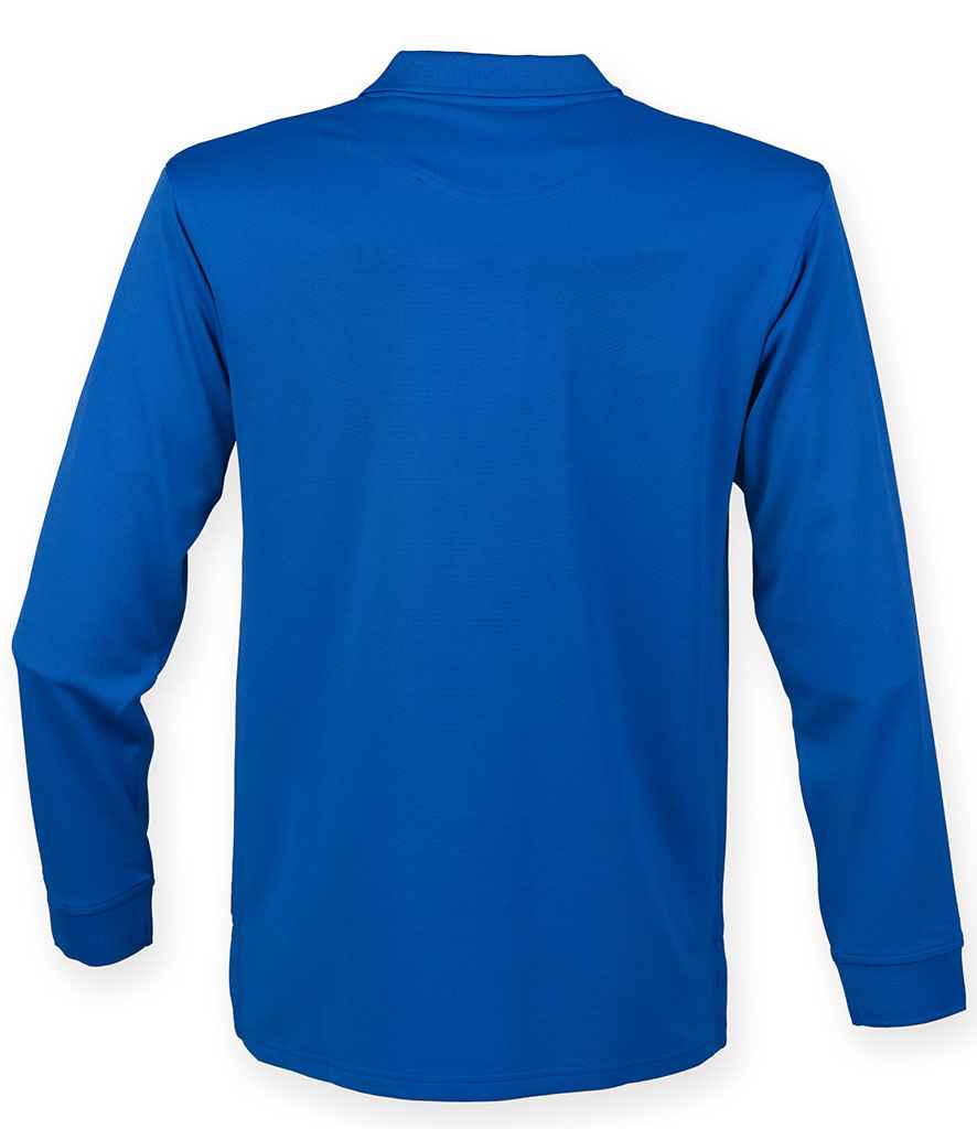 Henbury Unisex Long Sleeve Coolplus® Piqué Polo Shirt Royal Blue