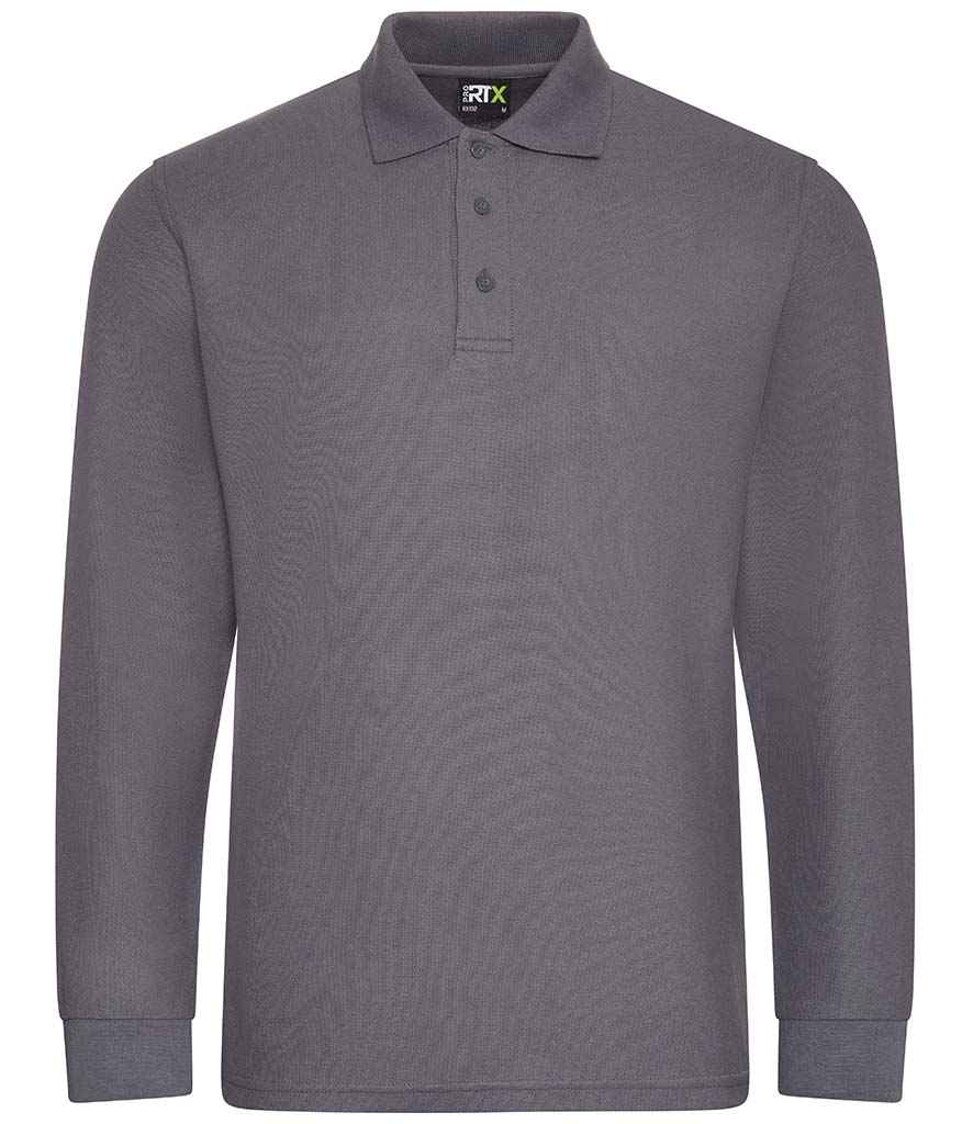 Pro RTX Pro Long Sleeve Piqué Polo Shirt Solid Grey