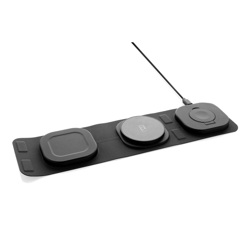 Branded Swiss Peak RCS rplastic 3-in-1 wireless 15W travel charger