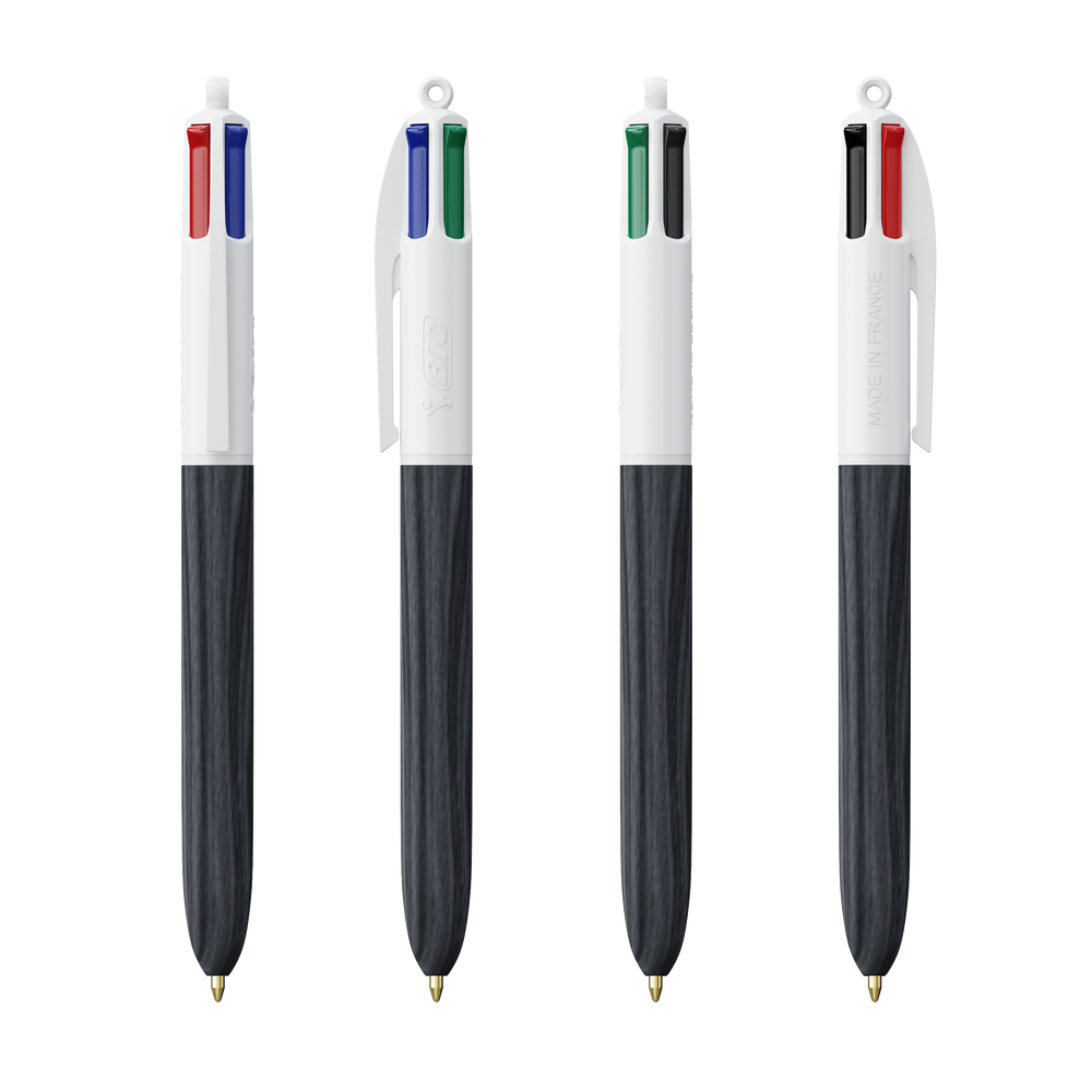 BIC® 4 Colours Wood Style Ballpen White/Black