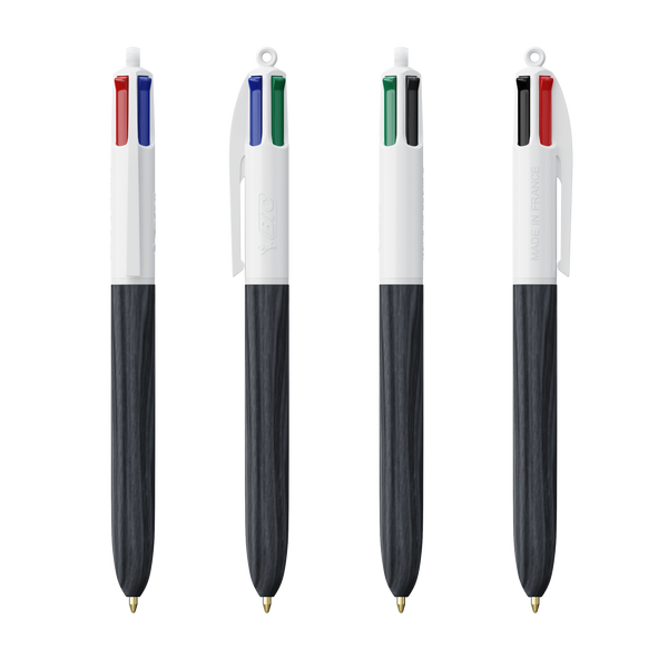 BIC® 4 Colours Wood Style Ballpen White/Black