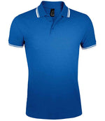 SOL'S Pasadena Tipped Cotton Piqué Polo Shirt Royal Blue/White