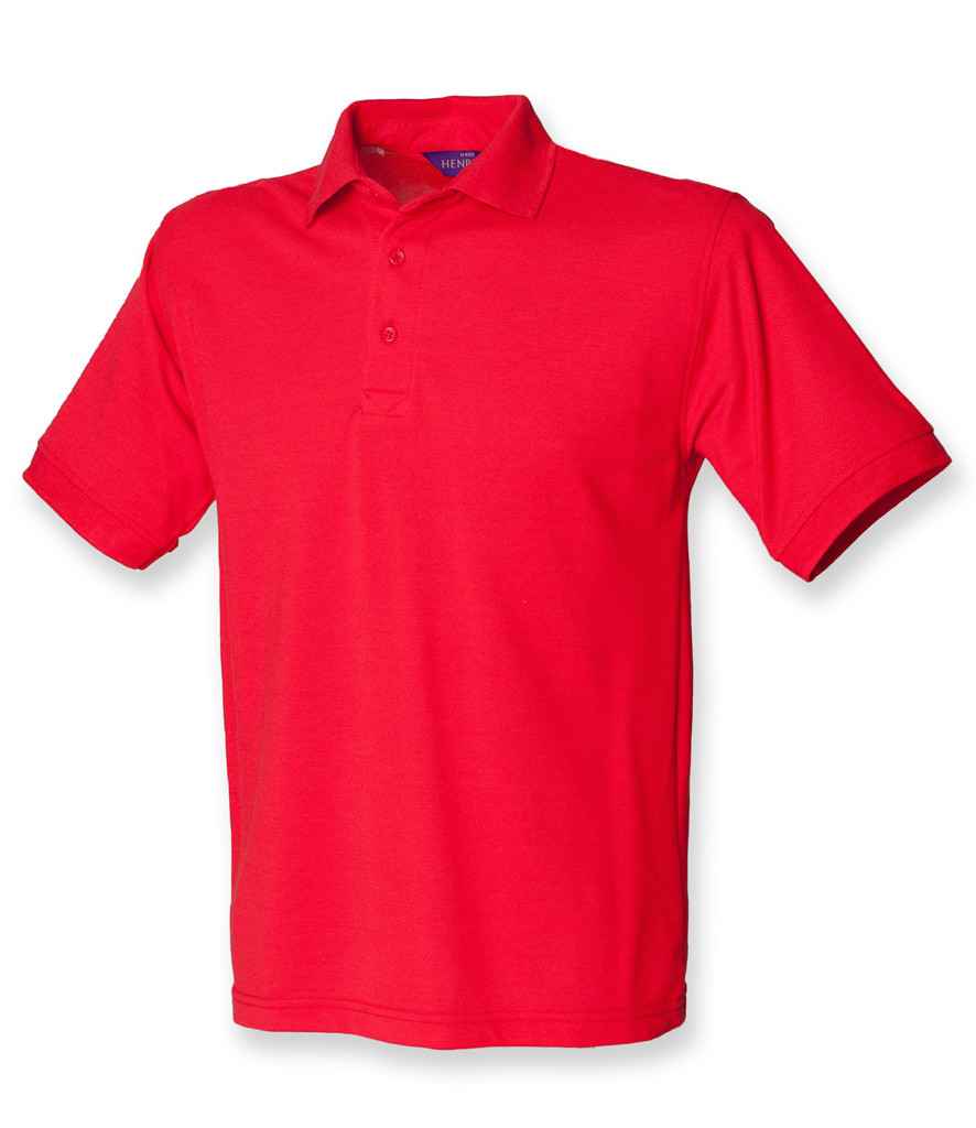 Henbury Heavy Poly/Cotton Piqué Polo Shirt Red