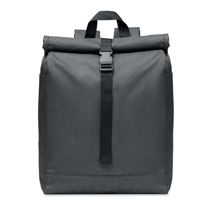 Branded 600D RPET 2 tone roll top backpack