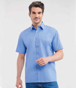 Russell Collection Short Sleeve Easy Care Poplin Shirt Corporate Blue