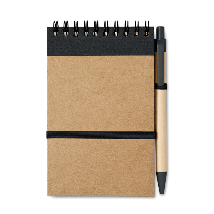 Branded A6 recycled notepad with pen