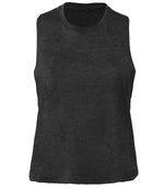 Bella Ladies Racer Back Cropped Tank Top Dark Grey Heather