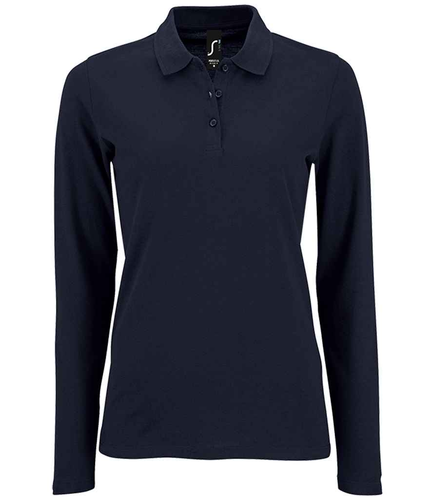 SOL'S Ladies Perfect Long Sleeve Piqué Polo Shirt French Navy