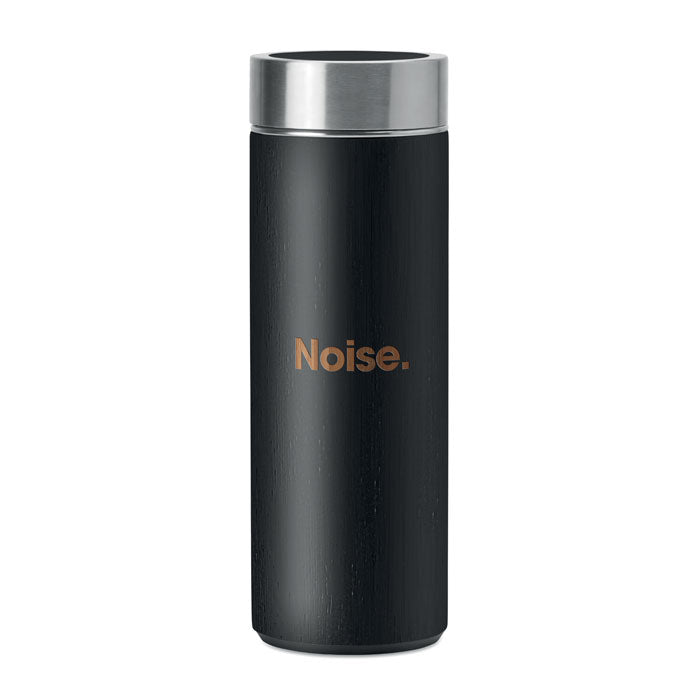 Branded Double wall bamboo flask with tea infuser 400ml