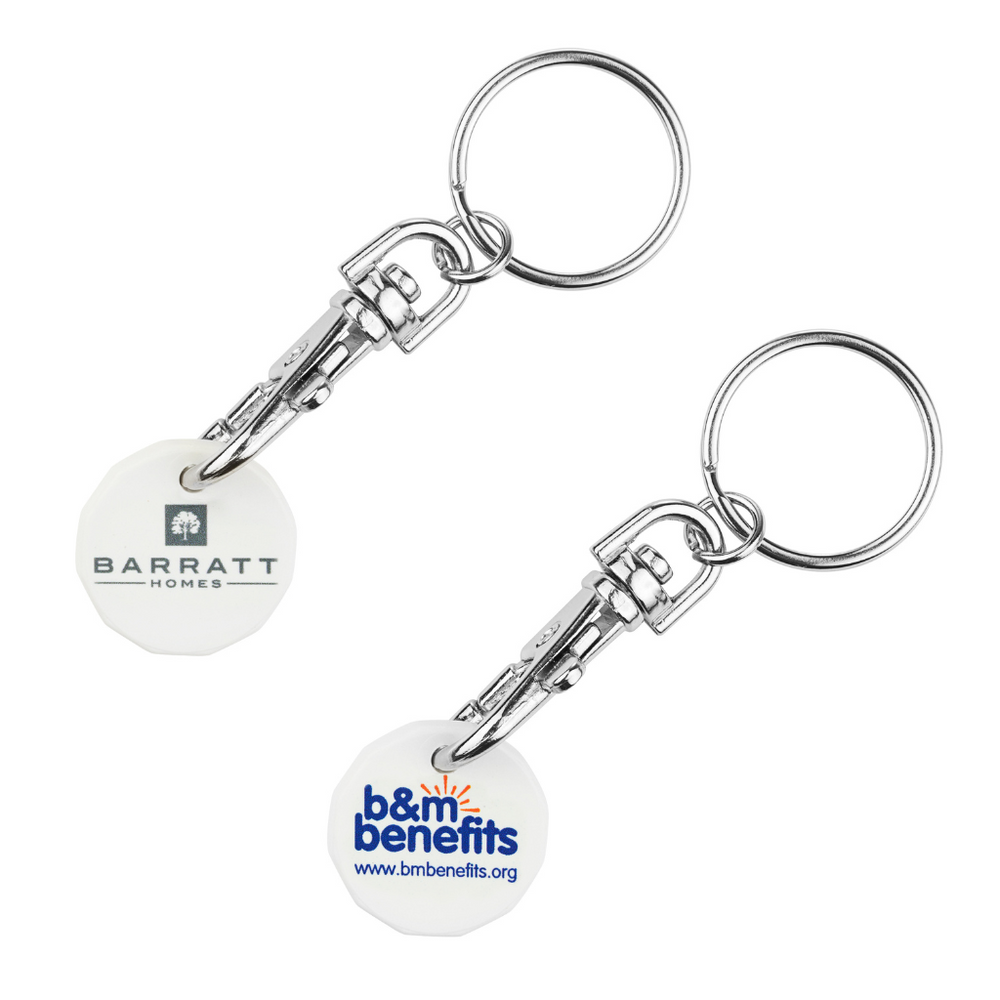 Branded Recycled Plastic Trolley Coin Keyring | Eco Trolley Coin Keyring