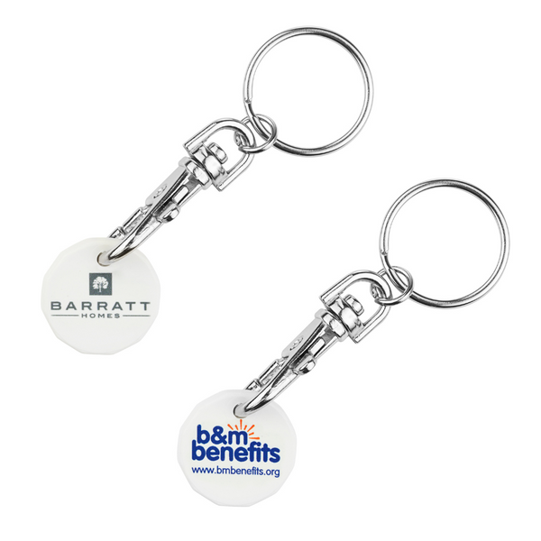 Branded Recycled Plastic Trolley Coin Keyring | Eco Trolley Coin Keyring