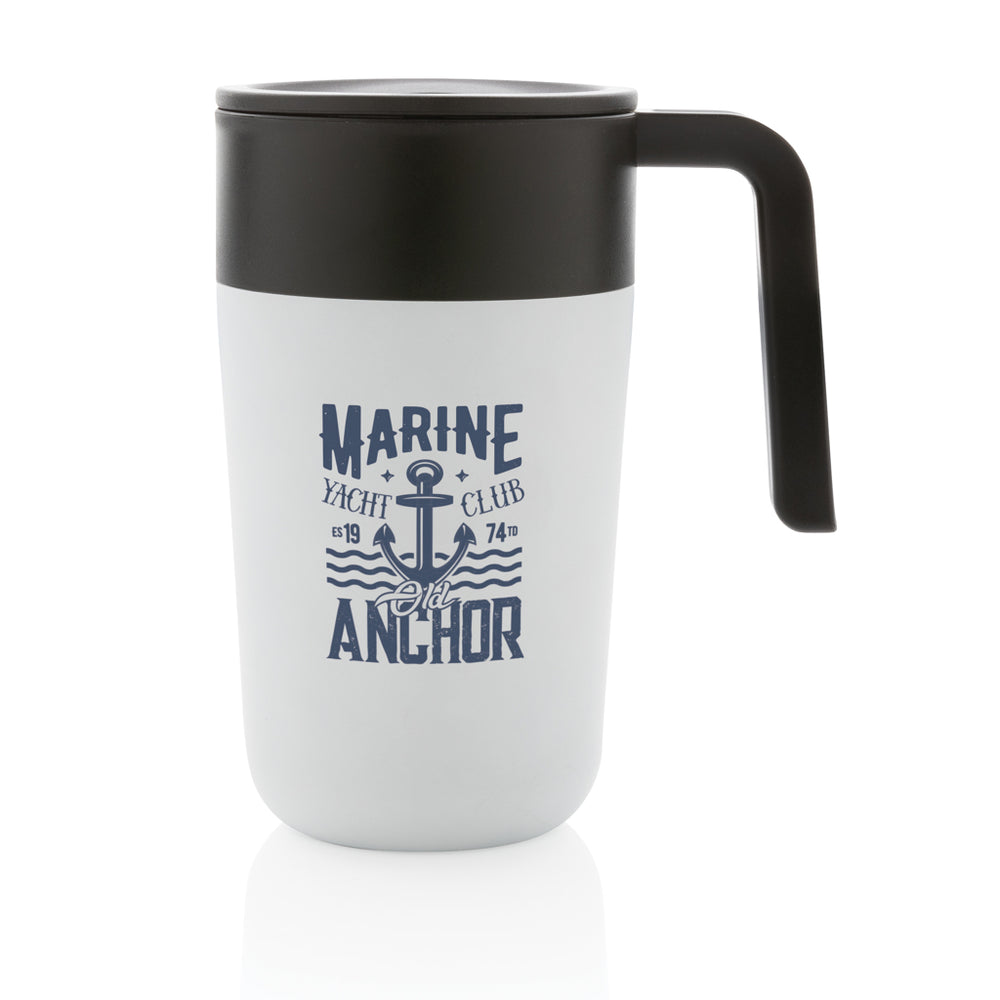Branded GRS Recycled PP and SS mug with handle
