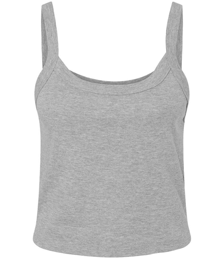 Bella Ladies Micro Rib Spaghetti Strap Tank Top Athletic Heather