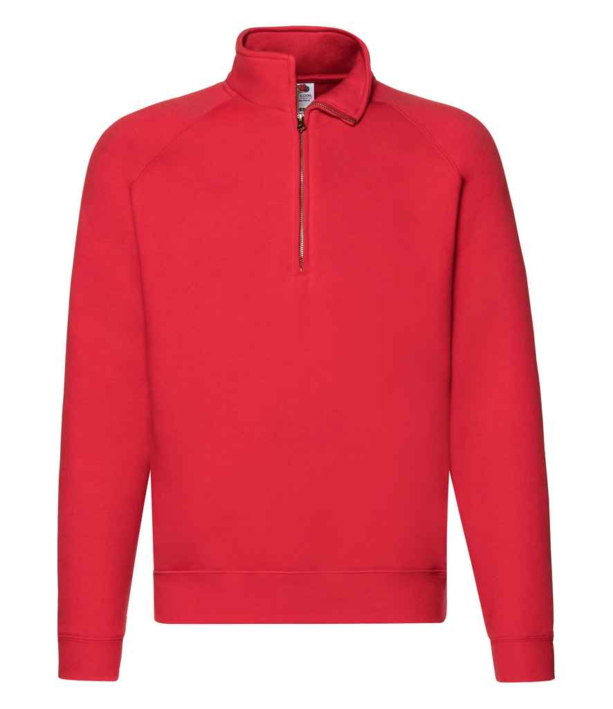 Fruit of the Loom Premium Zip Neck Sweatshirt Red
